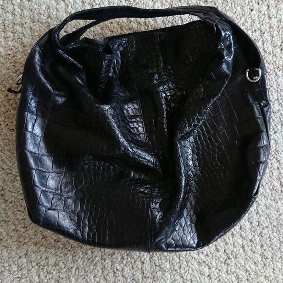 Furla croc Embossed Genuine Leather Purse in black - Picture 1 of 13